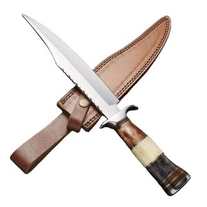 Cuchillo Bowie de Caza OEM Personalizado Hecho a Mano de Acero D2, con Mango de Hueso Teñido, Hoja Fija, para Camping, Aire Libre y EDC, con Funda de Cuero - Product Image 1
