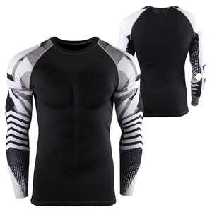 High Quality Stretchable Custom Fitness Wear Rash Guard For <b>Men</b> Long Sleeve Regular Fit <b>Compression</b> Rash Guard - Product Image 6