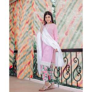 Ensemble de costume en mousseline de coton rose respirant pour femme, taille XS - Product Image 4