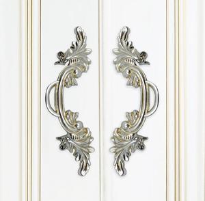 European Style Zinc Alloy Cabinet Handle Oval Shape Durable Furniture Pull Decorative Leaf Design - Product Image 1