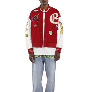 OEM Custom <b>Men's</b> Letterman <b>Varsity</b> <b>Bomber</b> <b>Jacket</b> with Embroidered Chain Stand Hooded 2 Side Pockets For Winter - Product Image 3