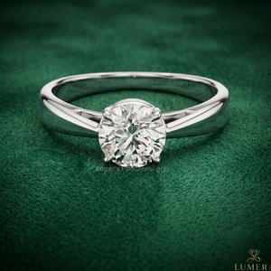Anillo de Compromiso Solitario de Diamante Cultivado en Laboratorio, Corte Brillante Redondo, Color D, Oro Blanco de 9K-18K, Certificado IGI, para Mujer - Product Image 1