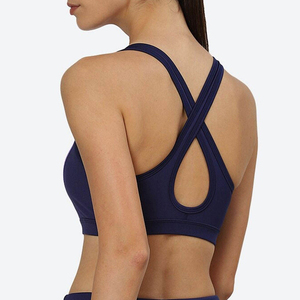 AL SWANS International Women's Navy <b>Blue</b> Sports <b>Bra</b> Front Purple Stitching High Support Yoga Breathable Lightweight Four Way - Product Image 4