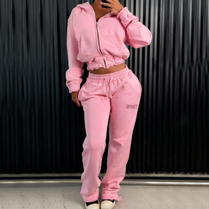 Sweat à capuche et short surdimensionnés personnalisés pour femme, en molleton polyester/coton thermique épais 500 GSM 350 GSM, brodés - Product Image 3