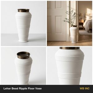 Handmade Iron Ripple Floor Vase 24 cm <b>Chalk</b> Brass WB Inc Living Room Decorative for Home Hotel Wedding Table Gift - Product Image 6