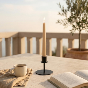 Short Small <b>Black</b> Metal Taper Candle <b>Holder</b> Minimal Modern Decor Compact Tabletop <b>Candlestick</b> Stand Contemporary - Product Image 5