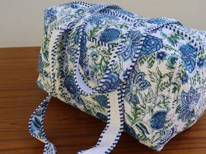 2026 Arrival Handmade Hand Block Printed 100% Cotton Boho Duffle <b>Bag</b> Women Long Rope Handle Quilted Design <b>Medium</b> <b>Size</b> Travel - Product Image 4