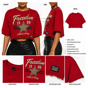 Best Design Women's <b>Crop</b> <b>Top</b> T-Shirt Slim Plain Casual Fitness Wear Printed Fabric Wholesale Supply Women <b>Crop</b> T-Shirts - Product Image 6