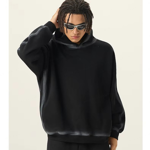 Sweat à capuche pour homme en coton 350+ g/m², coupe décontractée, épaules tombantes, en molleton bouclette, idéal pour l'automne - Product Image 1
