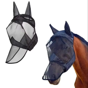 Masque anti-mouches avec oreilles pour chevaux, drôle et personnalisé en usine, élastique et respirant, couvre-visage pour chevaux, protection faciale - Product Image 1