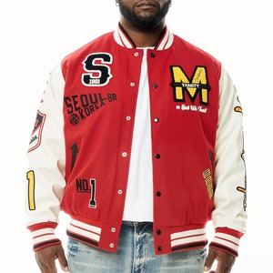 Premium <b>Leather</b> Sleeve Varsity <b>Jacket</b> Wholesale Custom College Letterman <b>Jacket</b> With Embroidered Patches - Product Image 1