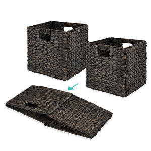 Black Water Hyacinth Storage <b>Basket</b> Handwoven Organizer <b>Basket</b> <b>Cube</b> <b>Basket</b> Modern Storage <b>Basket</b> For Hotel And Home Decor - Product Image 3