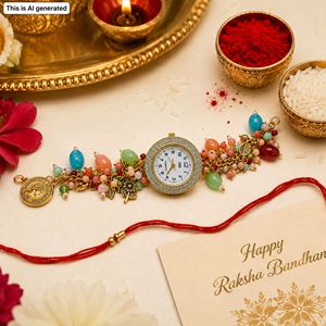 Reloj de Pulsera con Cuentas Coloridas para Mujer, Joyería Hecha a Mano, Reloj de Moda, Regalo de Raksha Bandhan, Accesorio Elegante para Damas - Product Image 4