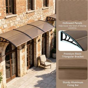 Tettoia Moderna 39"x30" in Policarbonato per Finestre e Porte, UPF50+, Impermeabile, Antivento, per Esterni, Patio, Accessori per Porte e Finestre - Product Image 4