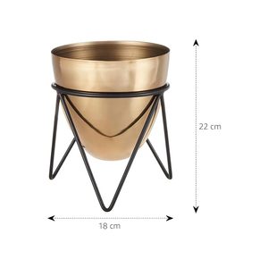 Jardinières en métal avec support pour la décoration du salon et de la chambre |   Meilleur cadeau décoratif (Noir et Or) - Product Image 2