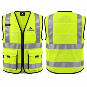Chaleco de seguridad amarillo de alta visibilidad OEM, chaleco de trabajo de malla reflectante con bolsillos para construcción, trabajo en carretera y seguridad. - Product Image 3