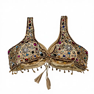 Haut court minimaliste de mariée en satin tissé 100% soie, col cœur sans manches, pour le printemps/été et l'hiver, style sari - Product Image 4