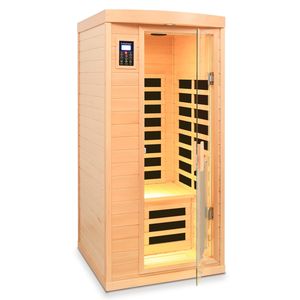 Sauna a Infrarossi per Una Persona in Legno di Hemlock con Porta Frontale a Basso EMF e Pannello Riscaldante - Product Image 5