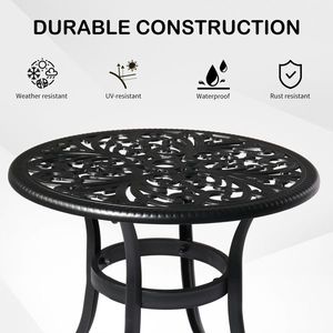Phoenix Cast Aluminum Round Table Black Outdoor Bar Table Patio End Side Table Cocktail Table Stylish Tables Collection - Product Image 6