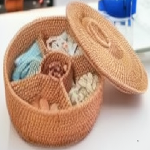 Rattan Woven Handcrafted Modern Snacks Candy Tray Lid Nuts Dried Fruit Divider <b>Box</b> 200mL Capacity Bright Home Decor Housewarming - Product Image 1