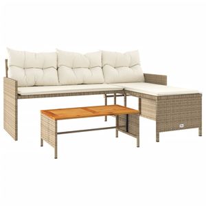 Sofá Modular Grande de Ratán Sintético PE Beige para Jardín, Conjunto Modular Cómodo - Product Image 2