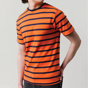 T-shirt rayé surdimensionné pour homme, mode estivale, 250 GSM, coton, streetwear, coupe ample, manches courtes, personnalisable, fabrication en gros (OEM/ODM) - Product Image 2