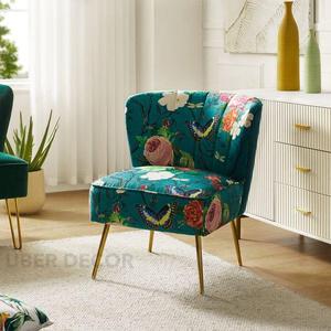 Zayna Floral Vintage Imprimé Accent Chair Polyester/Velvet Barrel Chair pour Chambre ou Salon - Product Image 3