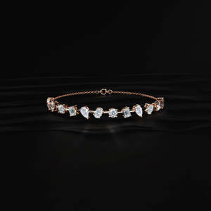 Durable multi <b>stone</b> moissanite bracelet pear oval round emerald cut 7 inch 925 sterling silver 10k 14k 18k gold platinum - Product Image 3