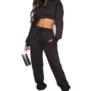 Women's Black Quarter-<b>Zip</b> Full Length Sweatshirt Full Sleeve Solid Color Casual Tracksuit Top Breathable Acid Wash Printed - Product Image 1