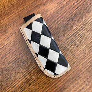 Cubierta de cuchillo de cuero genuino Real de alta calidad profesional tablero a cuadros patrón cuchillo vaina cinturón superior abierto para uso al aire libre - Product Image 5