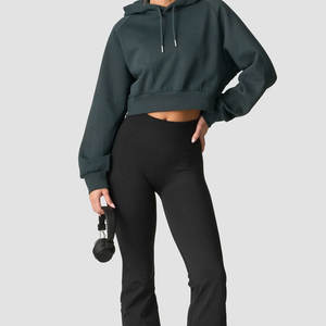 เสื้อฮู้ดกำมะหยี่แขนยาวพองๆ สไตล์สตรีทแวร์สำหรับผู้หญิง ใส่ได้ในฤดูหนาว มีโลโก้ด้านหน้า ผลิตจากผ้าฝ้าย 100% - Product Image 4