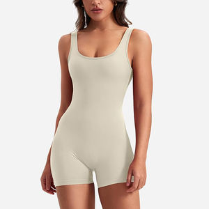 ชุดบอดี้สูทออกกำลังกายสำหรับผู้หญิง ชุดโยคะแบบไร้รอยต่อ เอวสูง ชุดกีฬา โพลีเอสเตอร์ สแปนเด็กซ์ ชุดซิป - Product Image 4