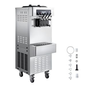 Macchina Professionale per Gelato Soft Serve a 3 Gusti, 2200W, Produzione 20-28L/H, 2 Contenitori da 6L, Ideale per Latte - Product Image 1