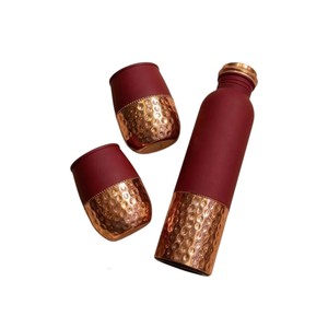 Botella de Agua de Cobre Puro con Juego de 2 Tazas a Juego – Diseño Grabado Vintage, Bebedero Ayurvédico para el Hogar y Viajes - Product Image 6