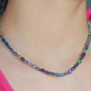 GOODSTONE Opal Beaded Necklace 925 Sterling Silver Natural White Tumble <b>Beads</b> 16+2 Inch Classic Style Everyday Wear - Product Image 4