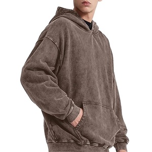 Custom Made Men's Acid Washed Hoodie Fleece Terry French Heavyweight Quick Dry Breathable Drop Shoulder Acid Wash Hood LOW MOQ - Product Image 4