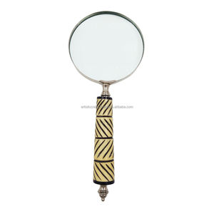 Handmade <b>Magnifying</b> Glass With Mother Of pearl Handle Magnifier with Wooden Handle Metal Magnifing - Product Image 2