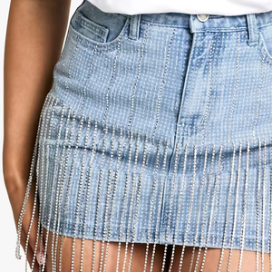Falda vaquera vintage lavada para mujer, cintura alta, corte ajustado, minifalda vaquera, estilo casual urbano, ropa de verano - Product Image 6