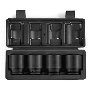 Set di chiavi a bussola a impatto da 1/2 pollice per dadi dell'asse a 6 punte, 4 pezzi, SAE, per mandrini di grandi dimensioni, attrezzo per riparazioni auto, in CR-MO trattato termicamente, con custodia. - Product Image 4