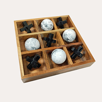 Madera de acacia y resina 3D Tac Tic Toe educativo interior/exterior fiesta rompecabezas juguete para edades de 2 a 18 +