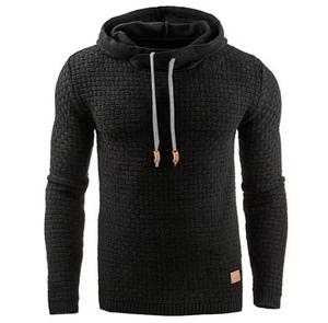 Pull à capuche tricoté pour homme, motif gaufré, coupe classique, décontracté pour l'hiver, 100 % coton, anti-boulochage, impression numérique, respirant - Product Image 2