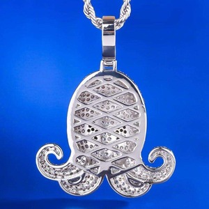 KRKC&CO Colgante de Pulpo con Incrustaciones de Oro Blanco, Joyería Hip Hop para Agentes Mayoristas, en Stock - Product Image 4