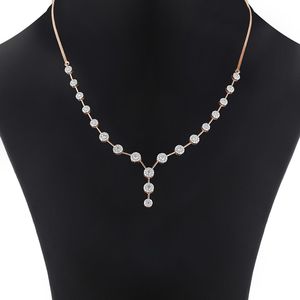 Collier pendentif halo en or rose 14 carats de luxe avec diamant rond brillant, bijoux fins et délicats pour femmes, cadeau d'anniversaire ou de mariage, Trio - Product Image 1
