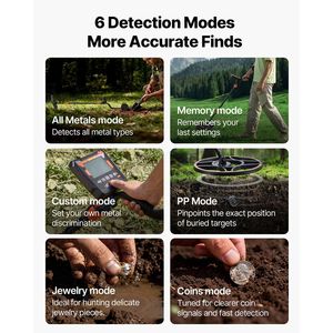 Détecteur de métaux professionnel haute précision pour adultes, bobine de recherche étanche IP68 de 12 pouces avec écran, écouteurs, portatif, portée de 2 m - Product Image 3