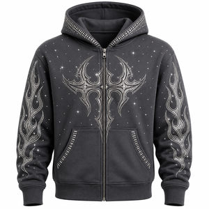 Sudaderas con Pedrería Personalizadas para Hombre y Mujer, Sudadera Oversize Estilo Urbano, Sudadera con Cierre y Cristales Brillantes, Moda Casual - Product Image 6