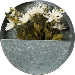 Ensemble de 2 jardinières murales en métal galvanisé, style rustique, décoration murale suspendue, jardinière ronde en fer vintage pour plantes succulentes et herbes - Product Image 5