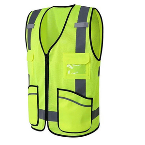 เสื้อกั๊กนิรภัยสะท้อนแสงแบบกำหนดเองสำหรับ OEM พร้อมช่องใส่บัตรประจำตัว ช่องใส่ไมโครโฟน ซิป และช่องเก็บของหลายช่อง เหมาะสำหรับงานก่อสร้าง ขายส่งสำหรับธุรกิจ B2B - Product Image 2