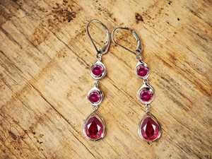 Handmade Ruby Gemstone Long <b>Earrings</b> 925 Silver Oval Cut Wedding Jewelry Third Party Certified Nikhil Gems Brand Rajasthan - Product Image 6