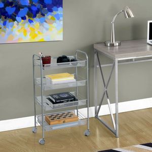 Carrello portaoggetti rimovibile a 4 strati Silver RT, doppio livello con rete a nido d'ape per garage, bagno, conservazione di alimenti e borse - Product Image 2