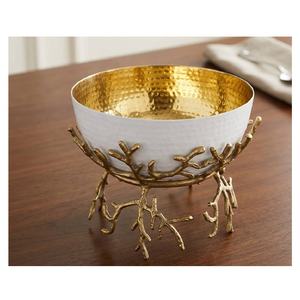 Nuevo Centro de Mesa Decorativo de Lujo con Base Dorada y Tazón Blanco Pulido, para Servir Comida, de Aluminio, para el Hogar - Product Image 2